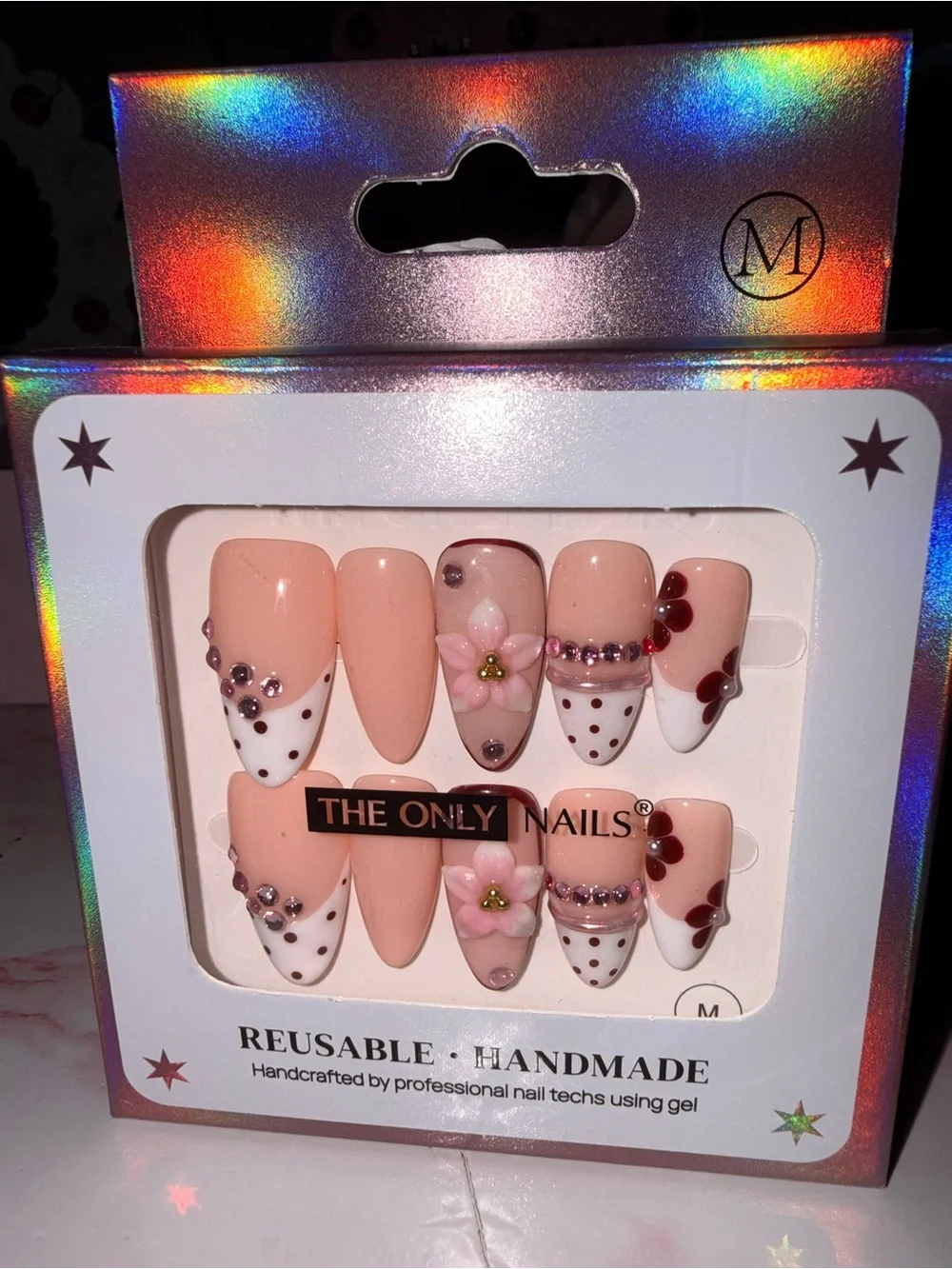 The Only Nails Reusable Pink Floral Press-On Nail Set
